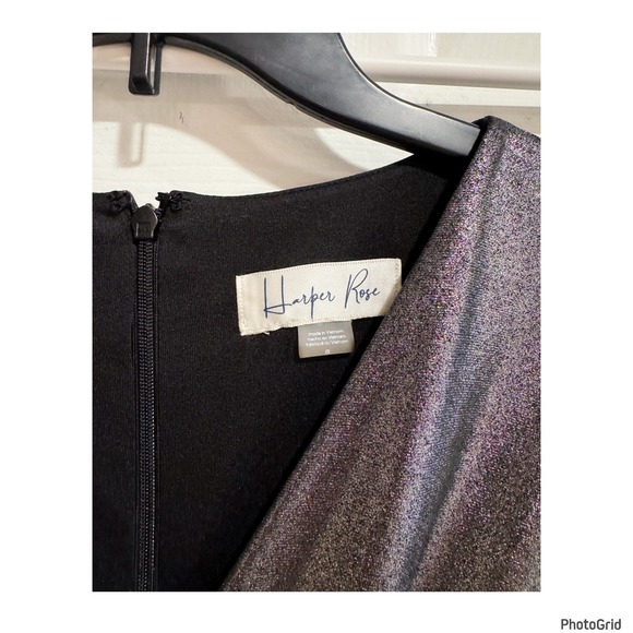 NWT Harper Rose Silver Ruched Vneck Dress Party Chic Glam Size 8 - Picture 3 of 4